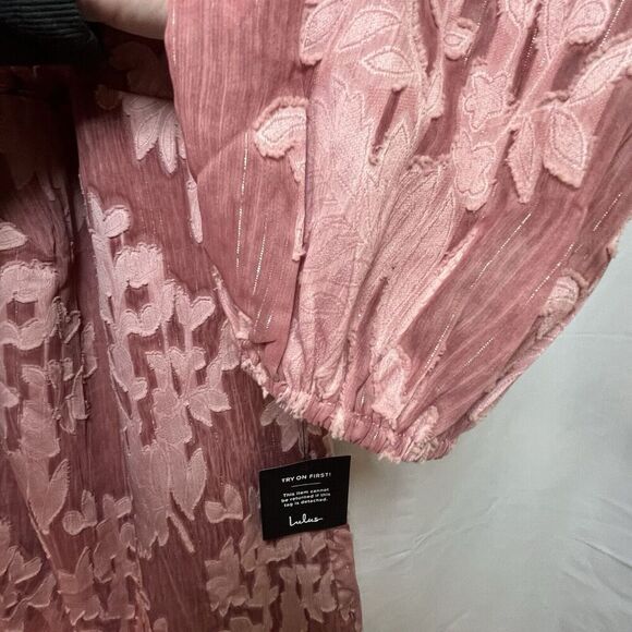 Lulus meant to shine mauve floral long sleeve mini dress womens medium NEW - Picture 5 of 10